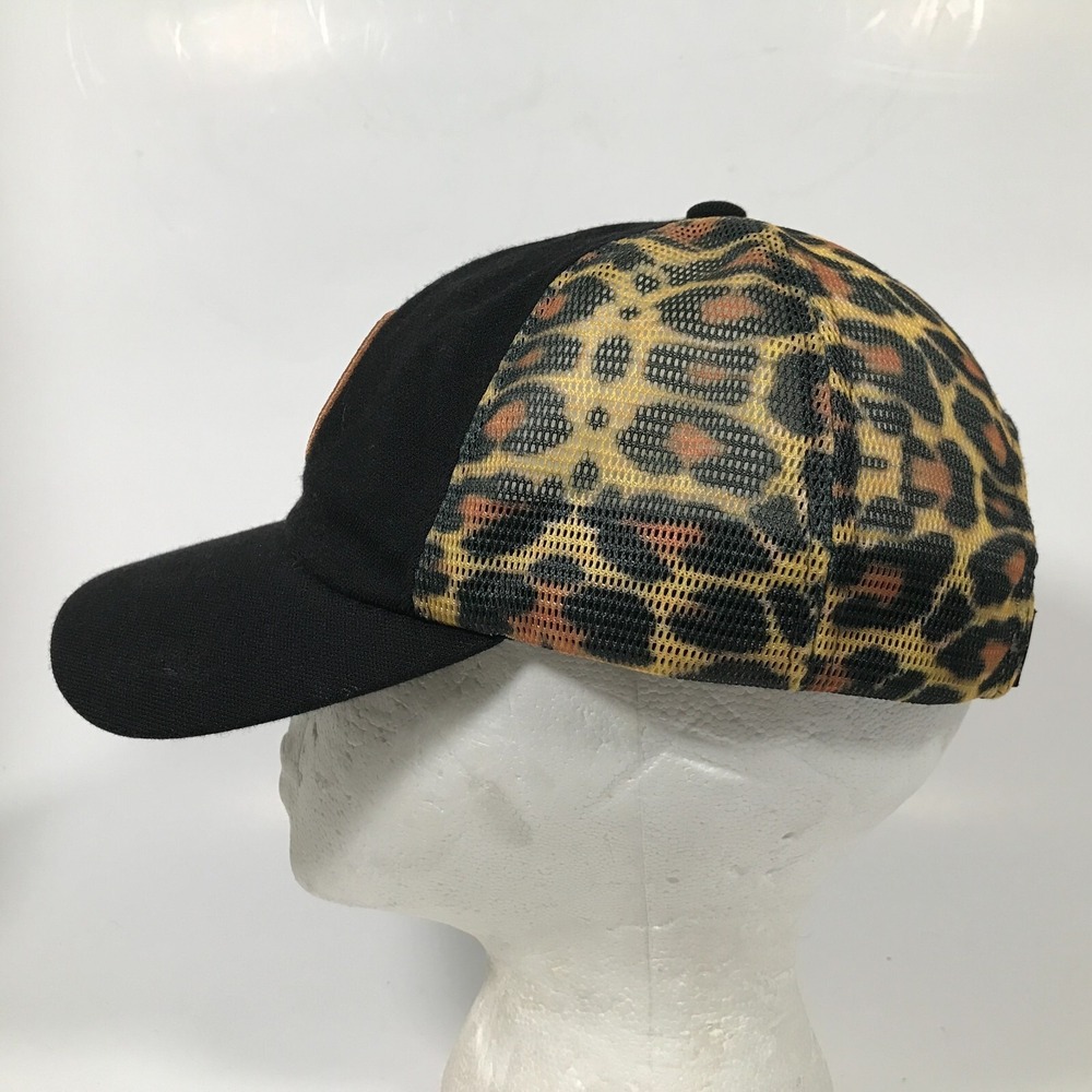 Hooey Gold Logo Leopard Cheetah Print Mesh Adjustable Snapback Truckers Hat Cap - Picture 4 of 9